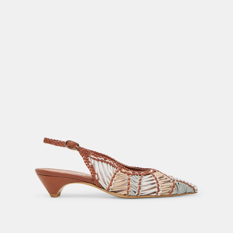 dafney heels hellbraunes mehrfarbig gewebtes leder