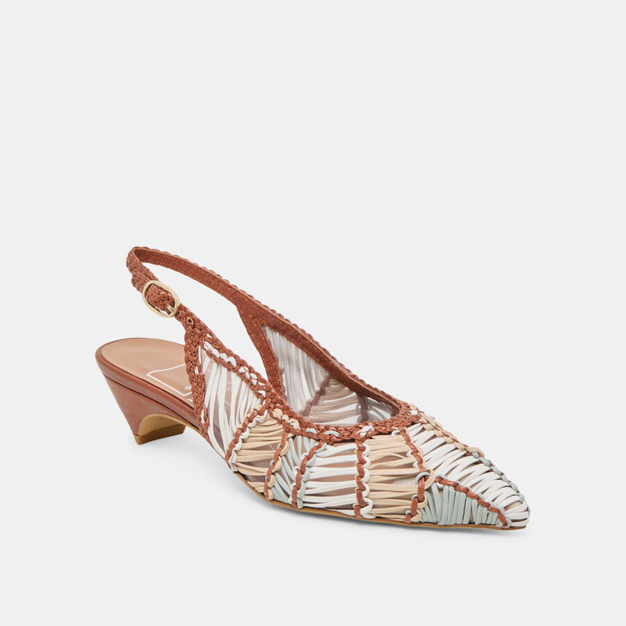 dafney heels hellbraunes mehrfarbig gewebtes leder