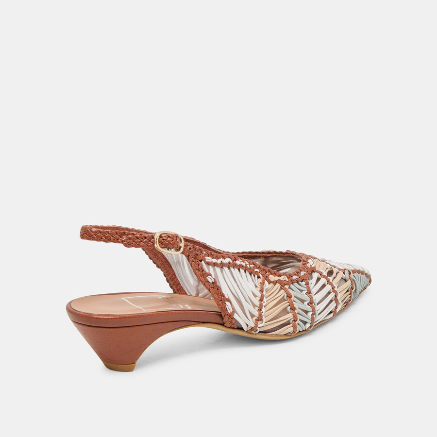dafney heels hellbraunes mehrfarbig gewebtes leder