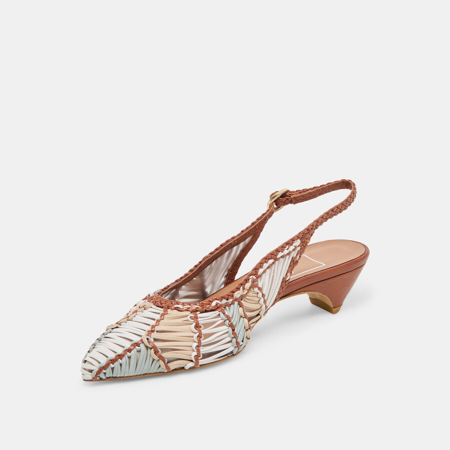 dafney heels hellbraunes mehrfarbig gewebtes leder