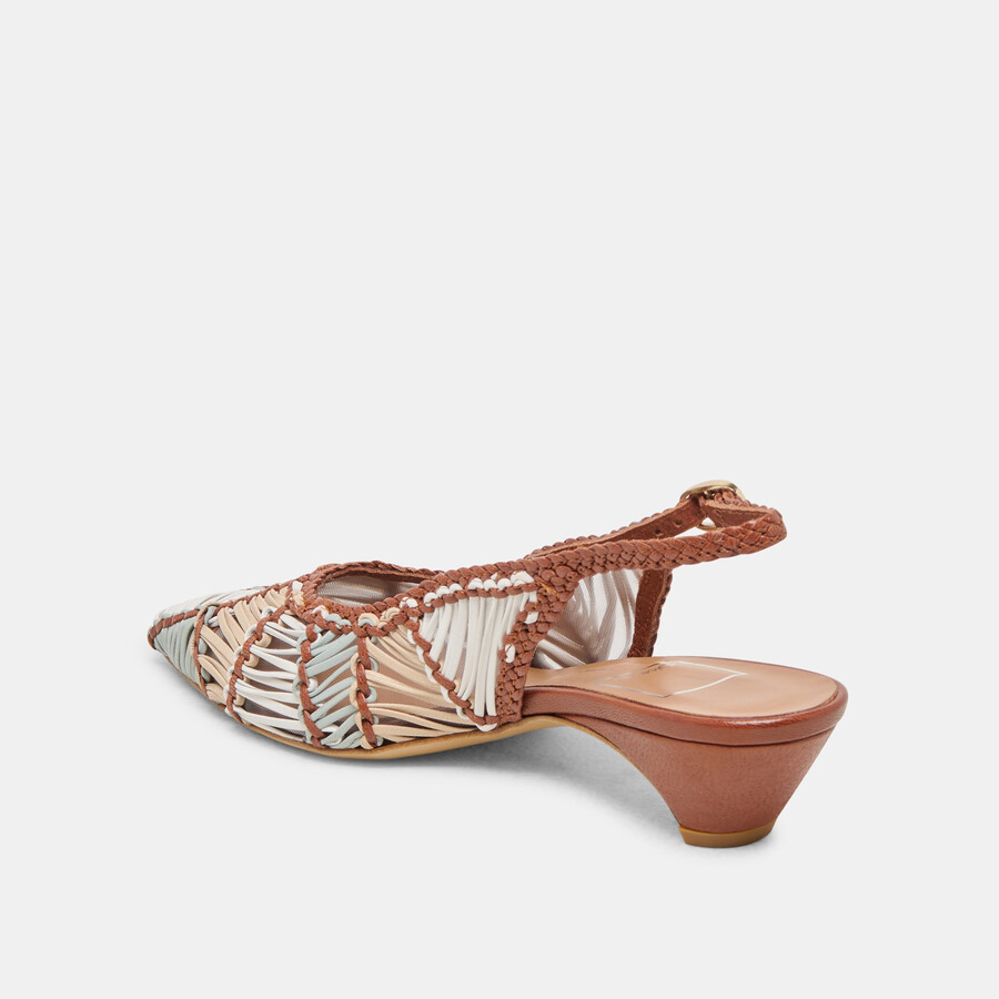dafney heels hellbraunes mehrfarbig gewebtes leder