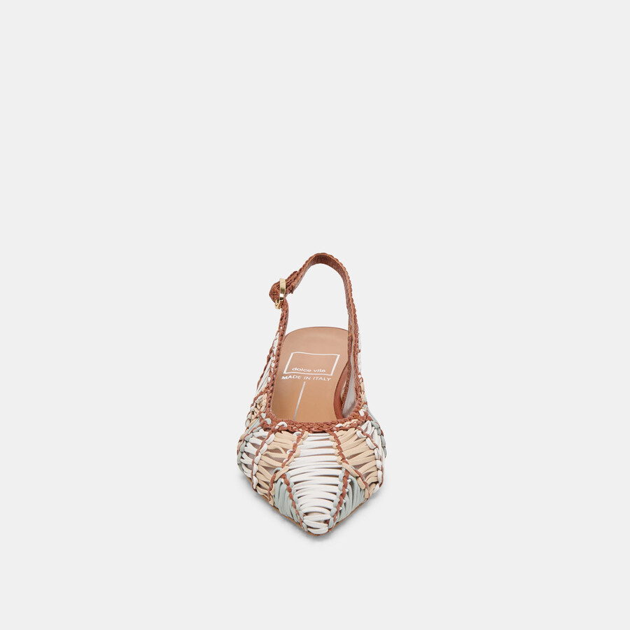 dafney heels hellbraunes mehrfarbig gewebtes leder