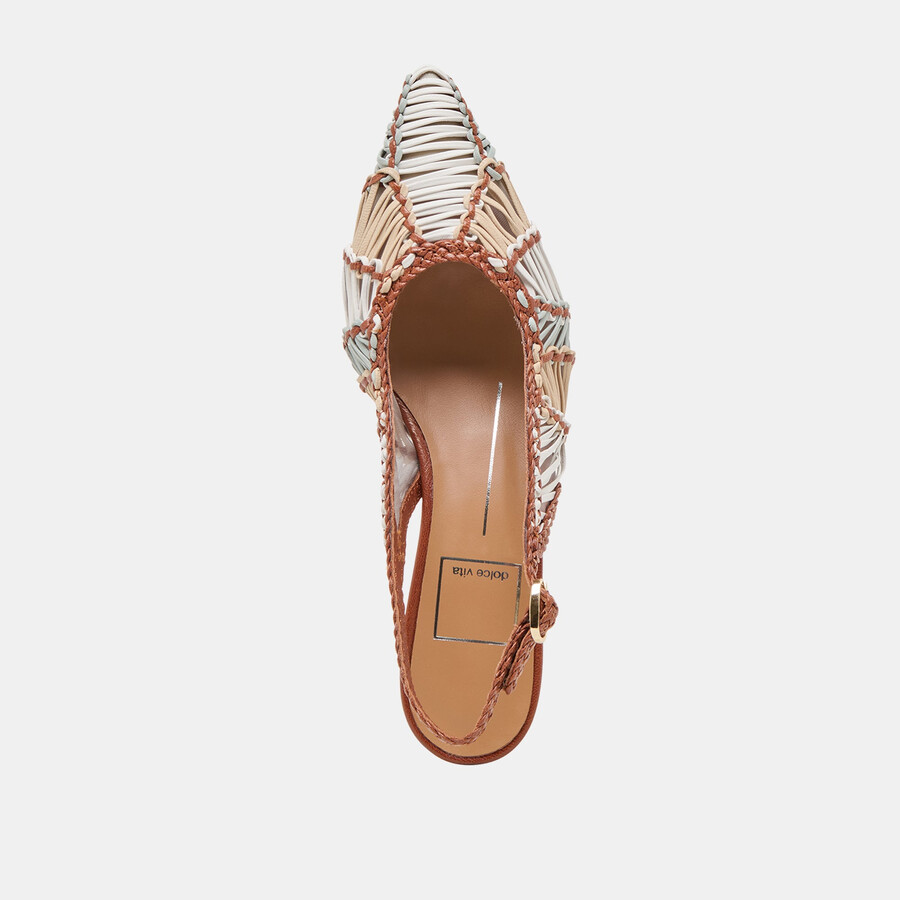 dafney heels hellbraunes mehrfarbig gewebtes leder