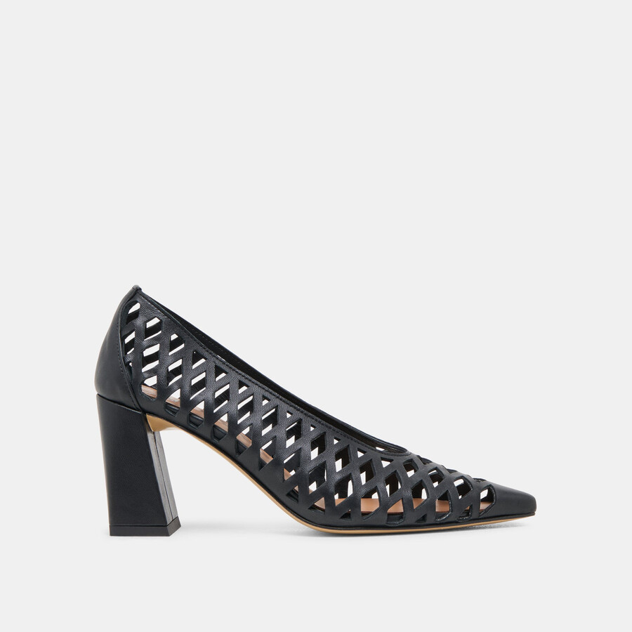 tanya heels schwarzes gewebtes leder