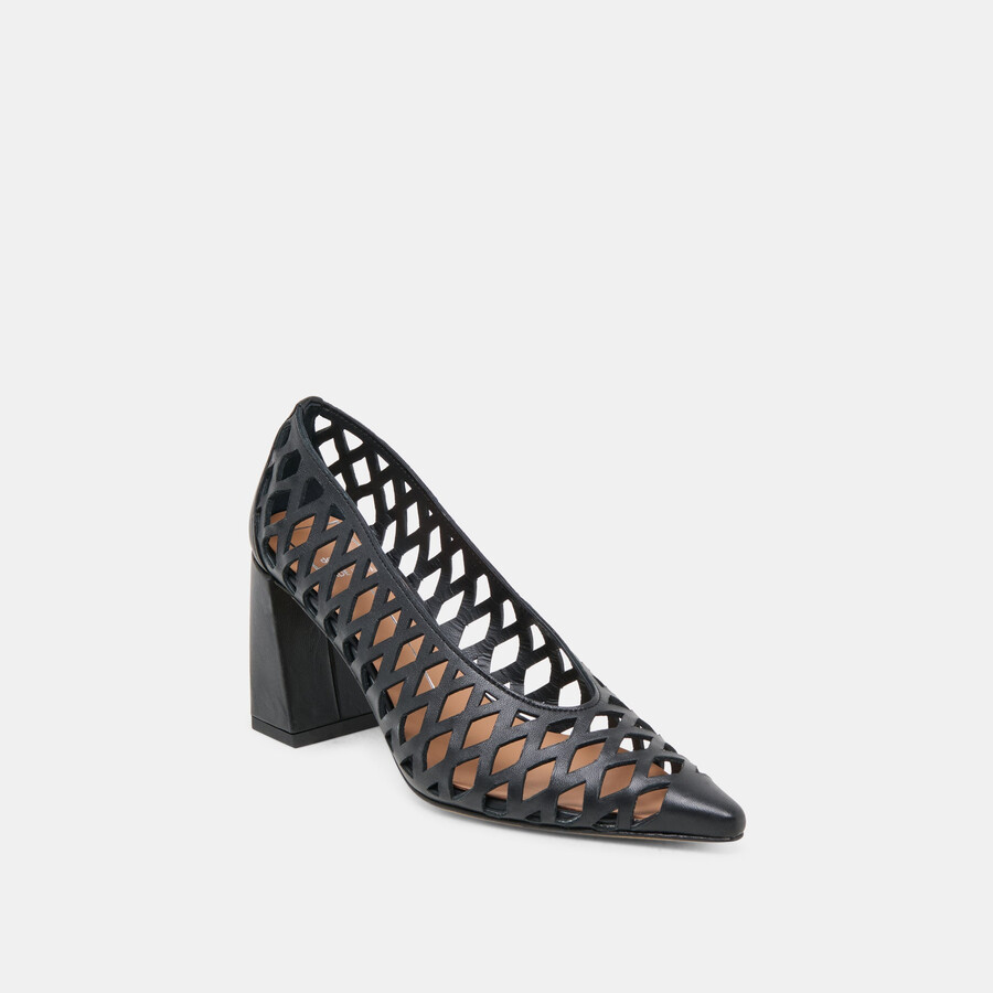 tanya heels schwarzes gewebtes leder
