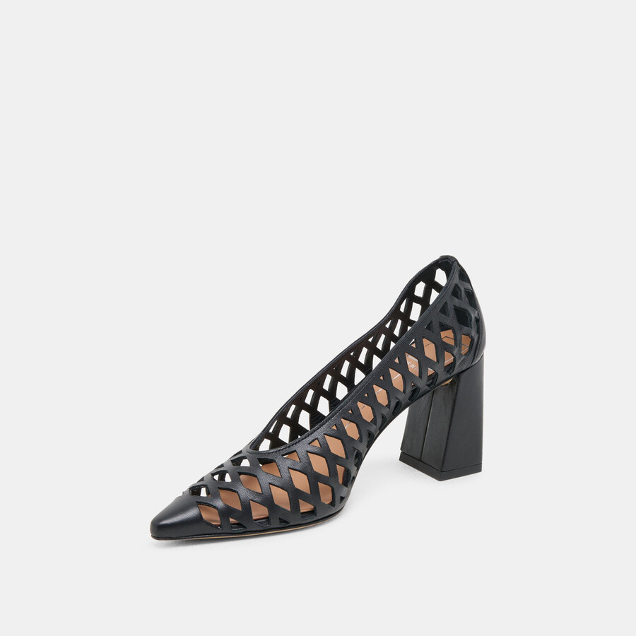tanya heels schwarzes gewebtes leder
