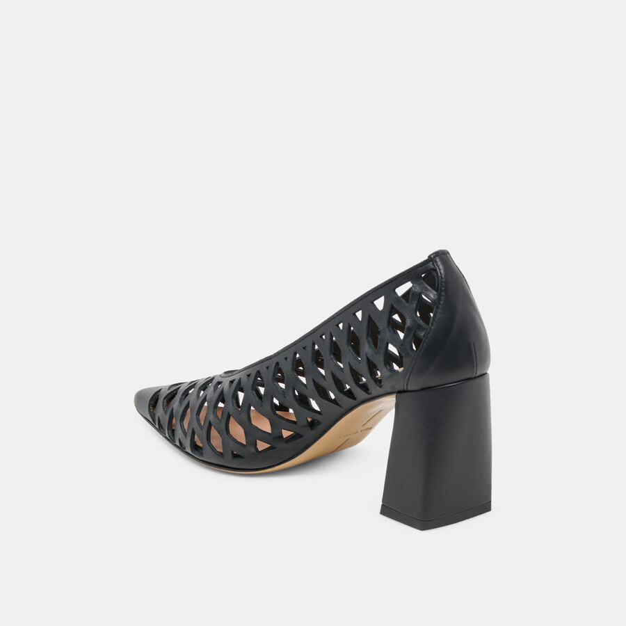 tanya heels schwarzes gewebtes leder