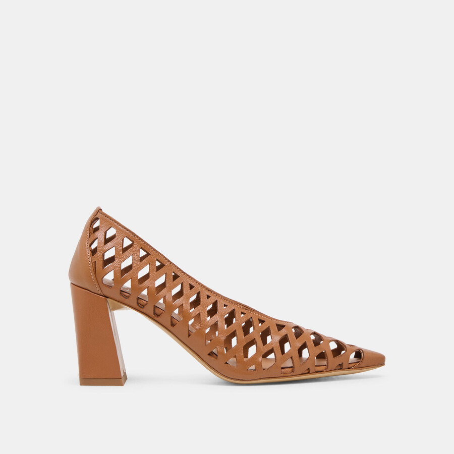 tanya heels aus cognacfarbenem gewebtem leder