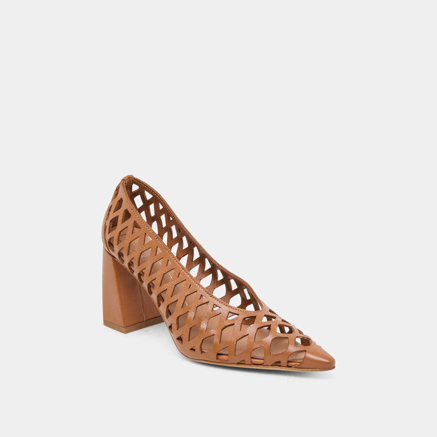 tanya heels aus cognacfarbenem gewebtem leder