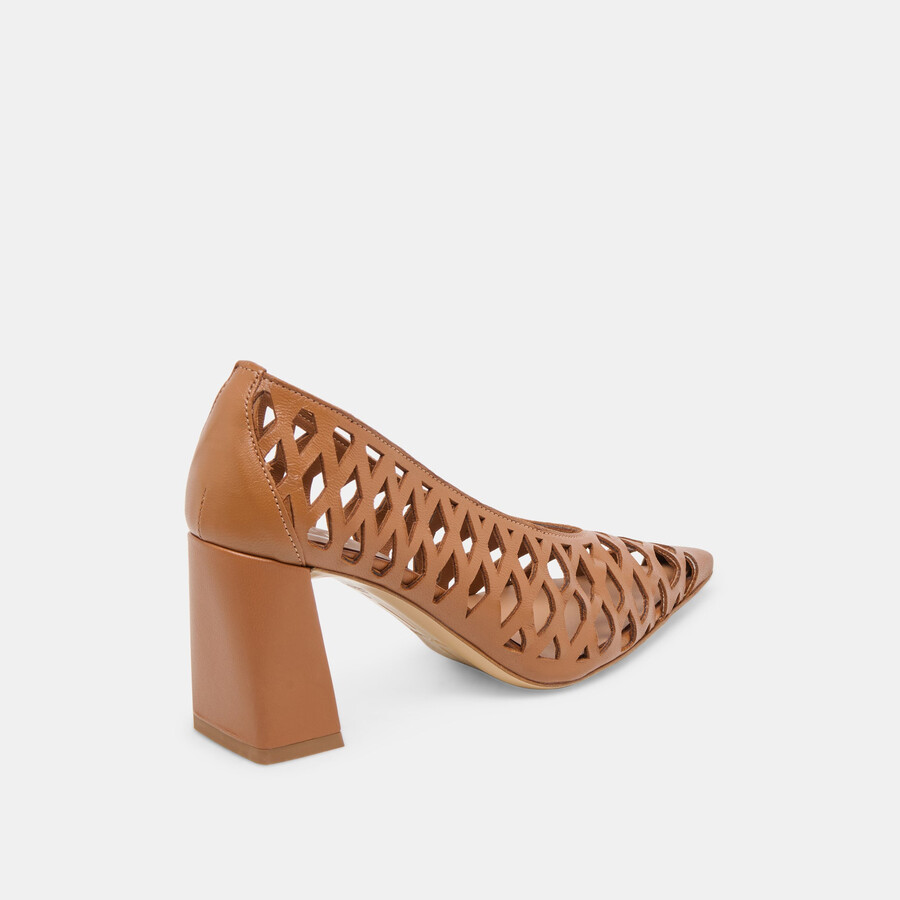 tanya heels aus cognacfarbenem gewebtem leder