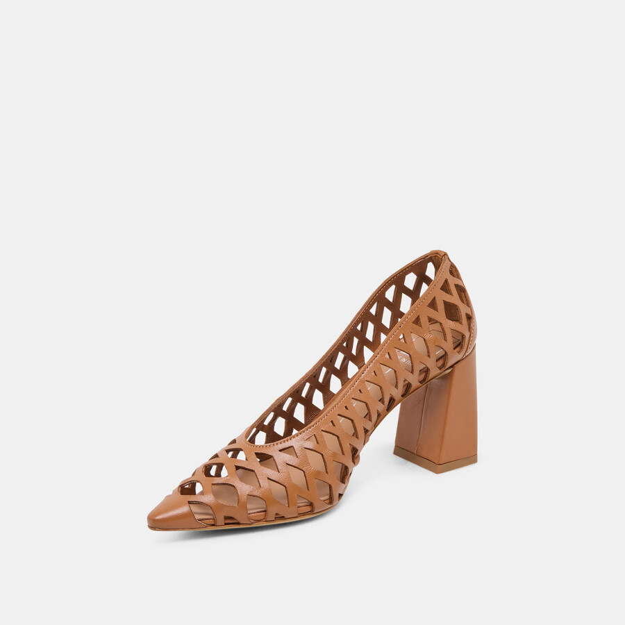 tanya heels aus cognacfarbenem gewebtem leder