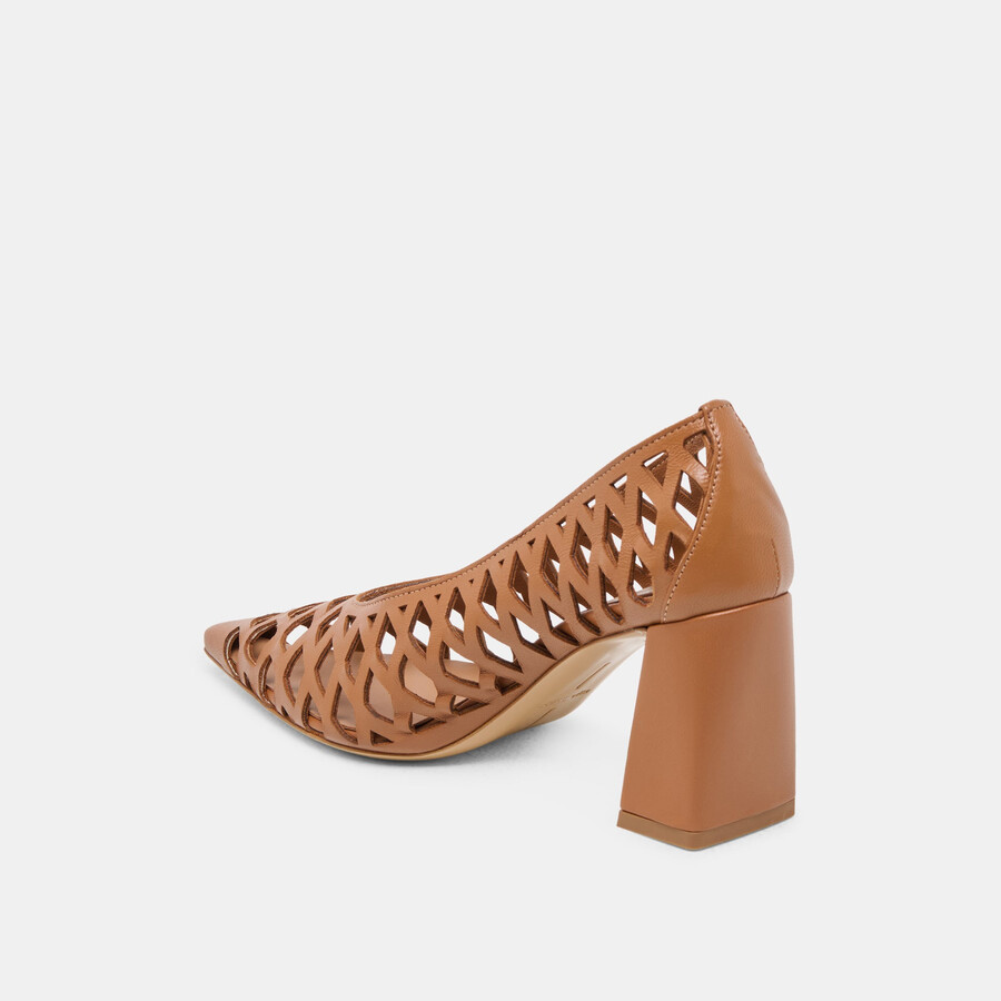 tanya heels aus cognacfarbenem gewebtem leder