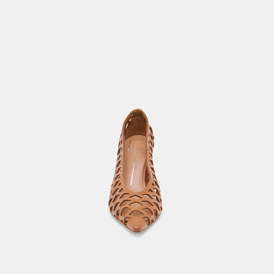 tanya heels aus cognacfarbenem gewebtem leder