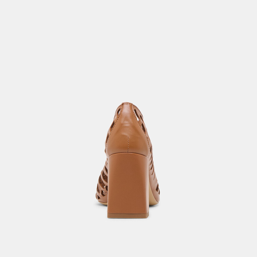 tanya heels aus cognacfarbenem gewebtem leder