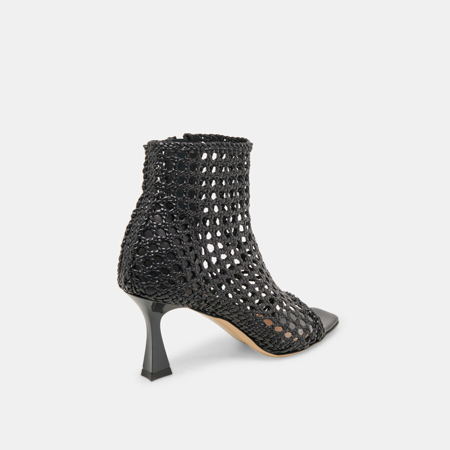 quin heels schwarzes gewebtes leder