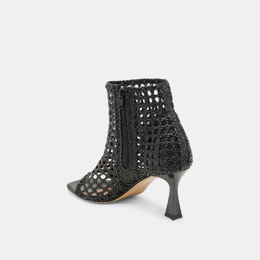 quin heels schwarzes gewebtes leder