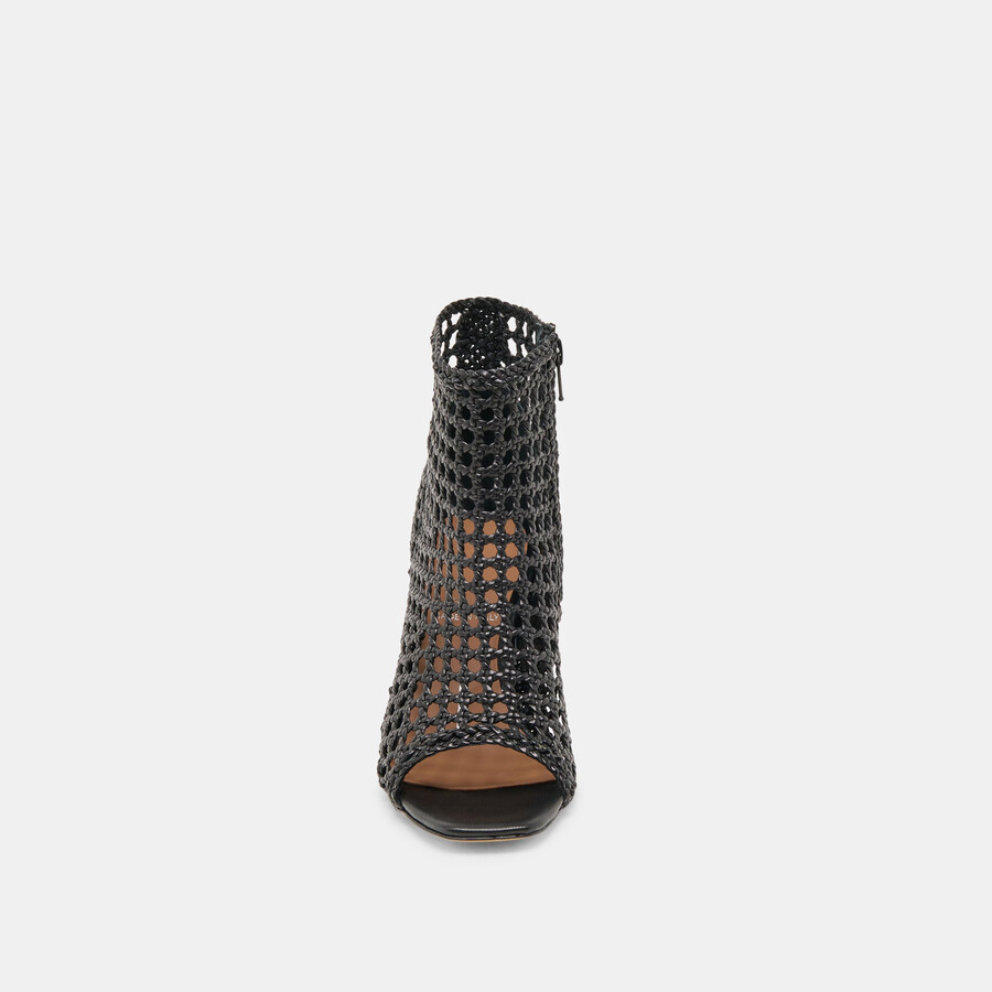 quin heels schwarzes gewebtes leder