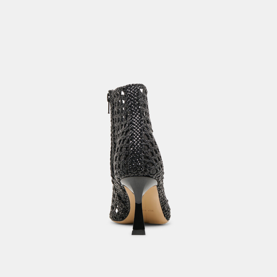 quin heels schwarzes gewebtes leder