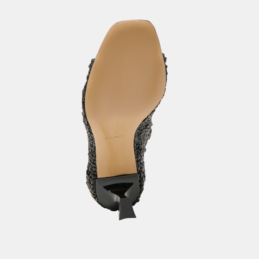 quin heels schwarzes gewebtes leder