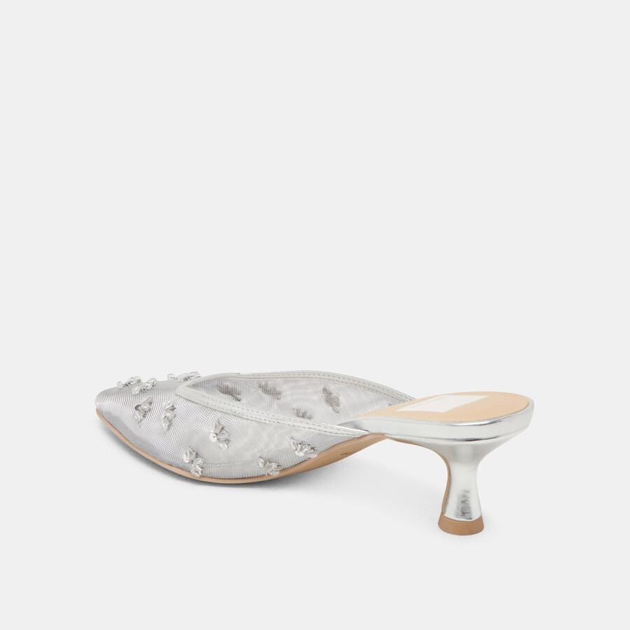 clara wide heels silbernes mesh