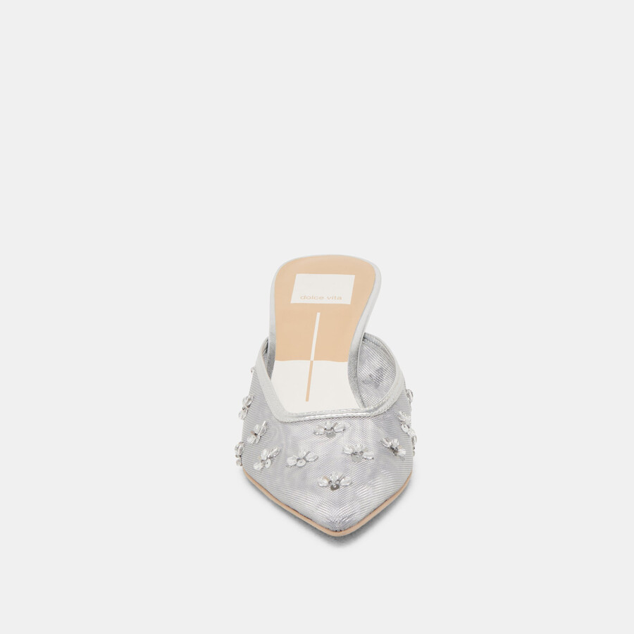 clara wide heels silbernes mesh