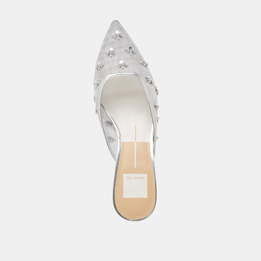 clara wide heels silbernes mesh