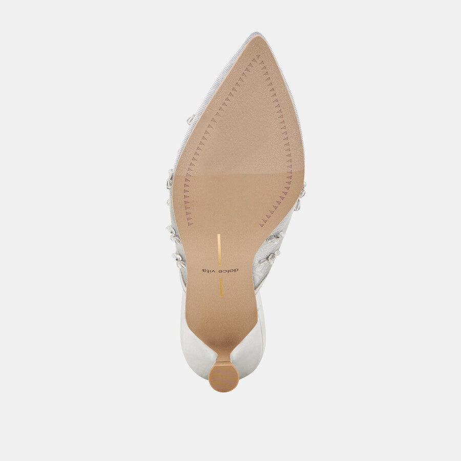 clara wide heels silbernes mesh