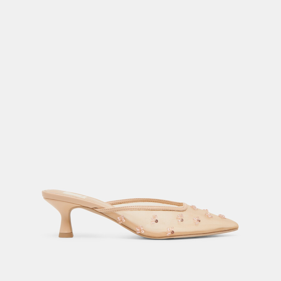 clara wide heels french vanilla mesh