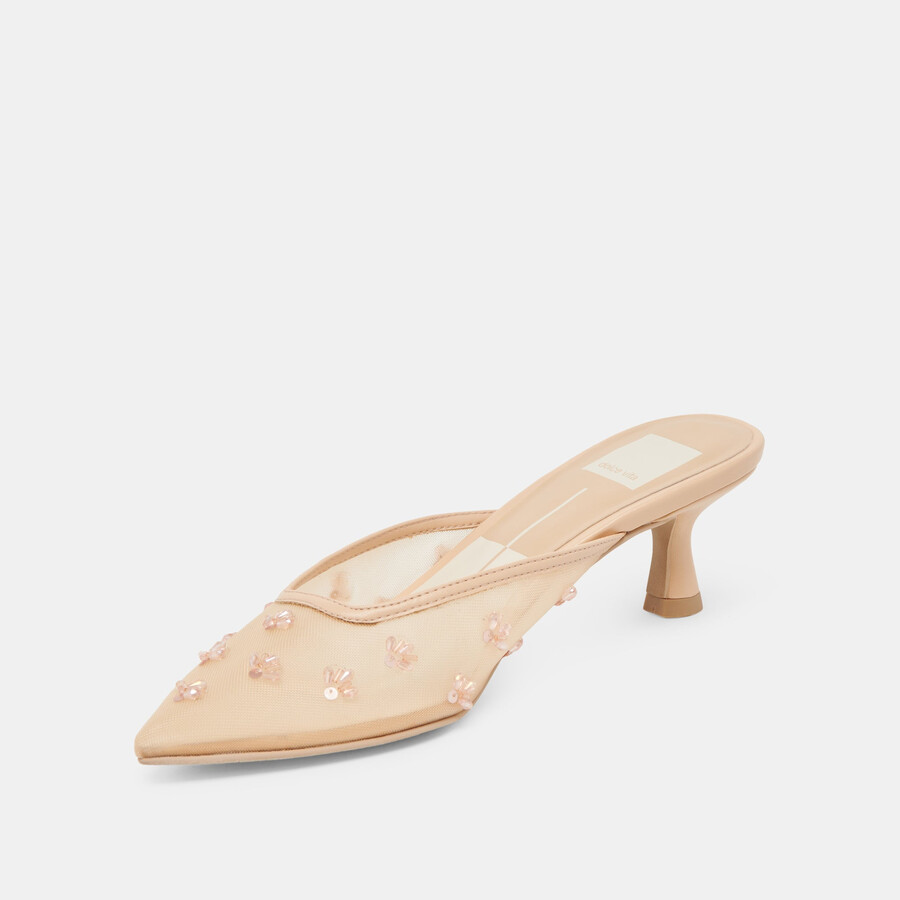 clara wide heels french vanilla mesh