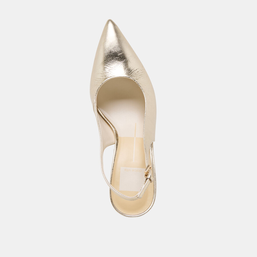elasi heels hellgoldene lacklederschuhe mit crinkle-finish