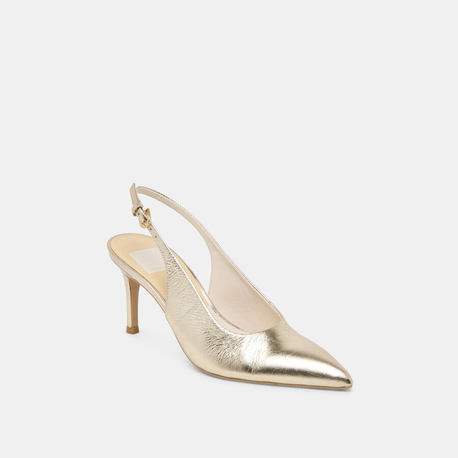 elasi heels hellgoldene lacklederschuhe mit crinkle-finish