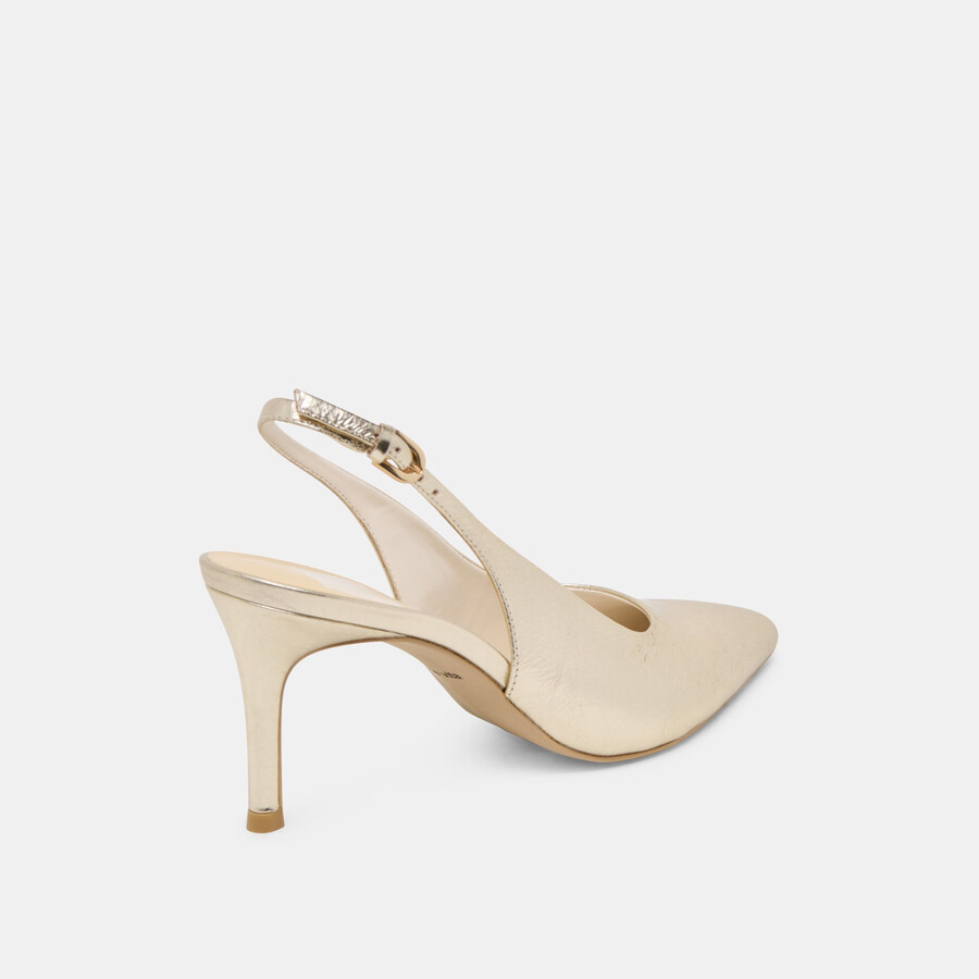 elasi heels hellgoldene lacklederschuhe mit crinkle-finish