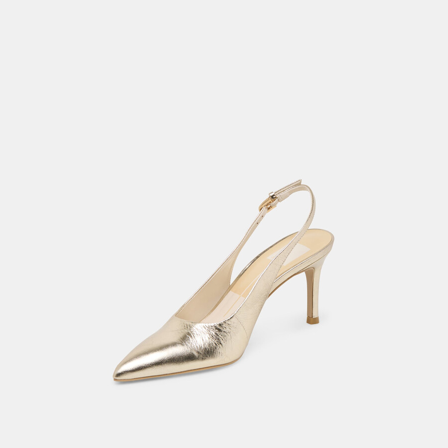 elasi heels hellgoldene lacklederschuhe mit crinkle-finish