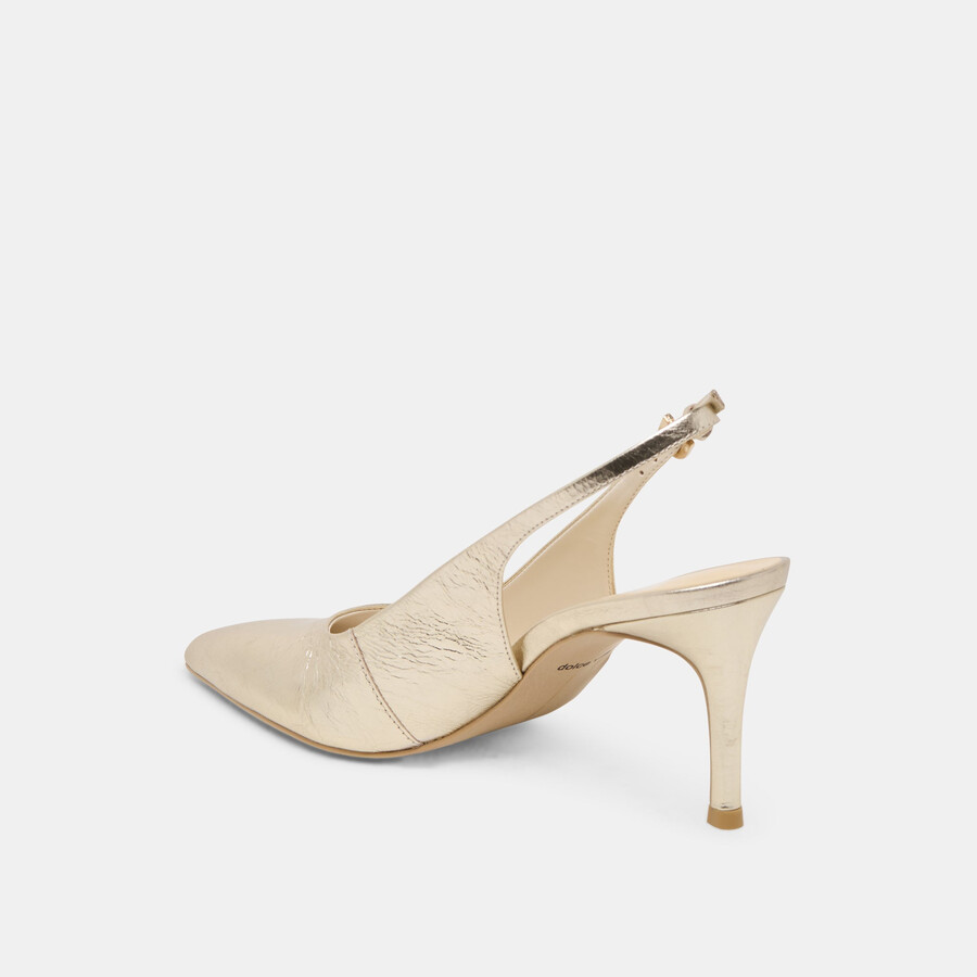 elasi heels hellgoldene lacklederschuhe mit crinkle-finish