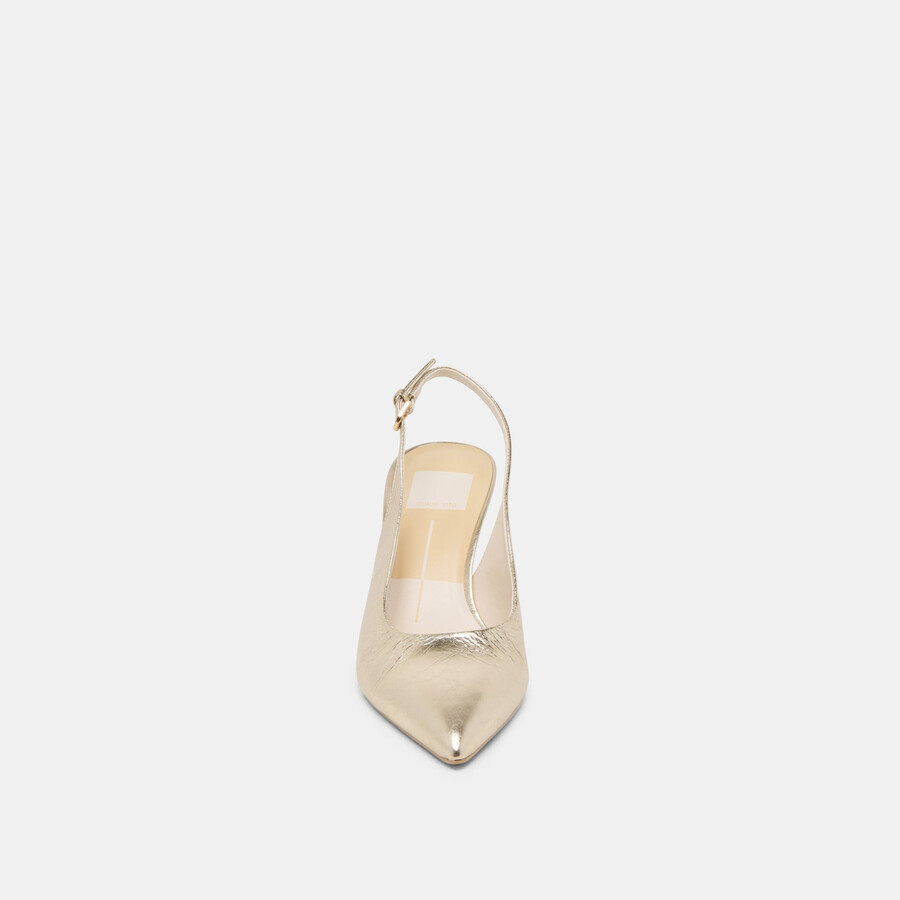 elasi heels hellgoldene lacklederschuhe mit crinkle-finish