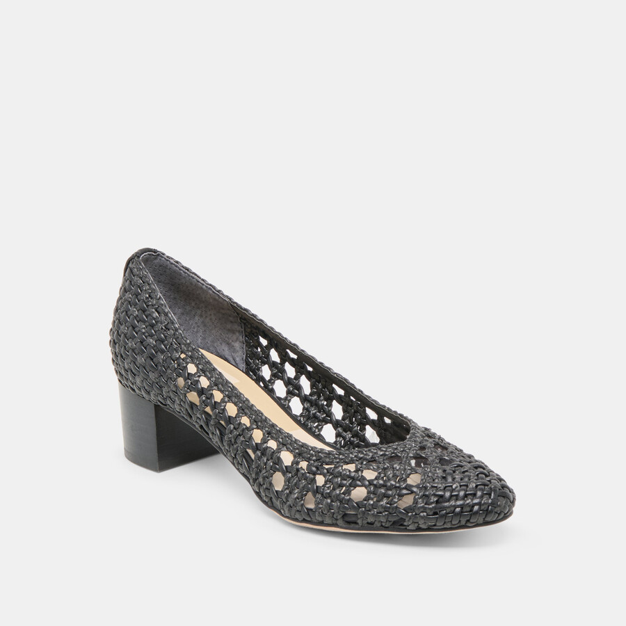 lula heels schwarzes gewebtes raffia