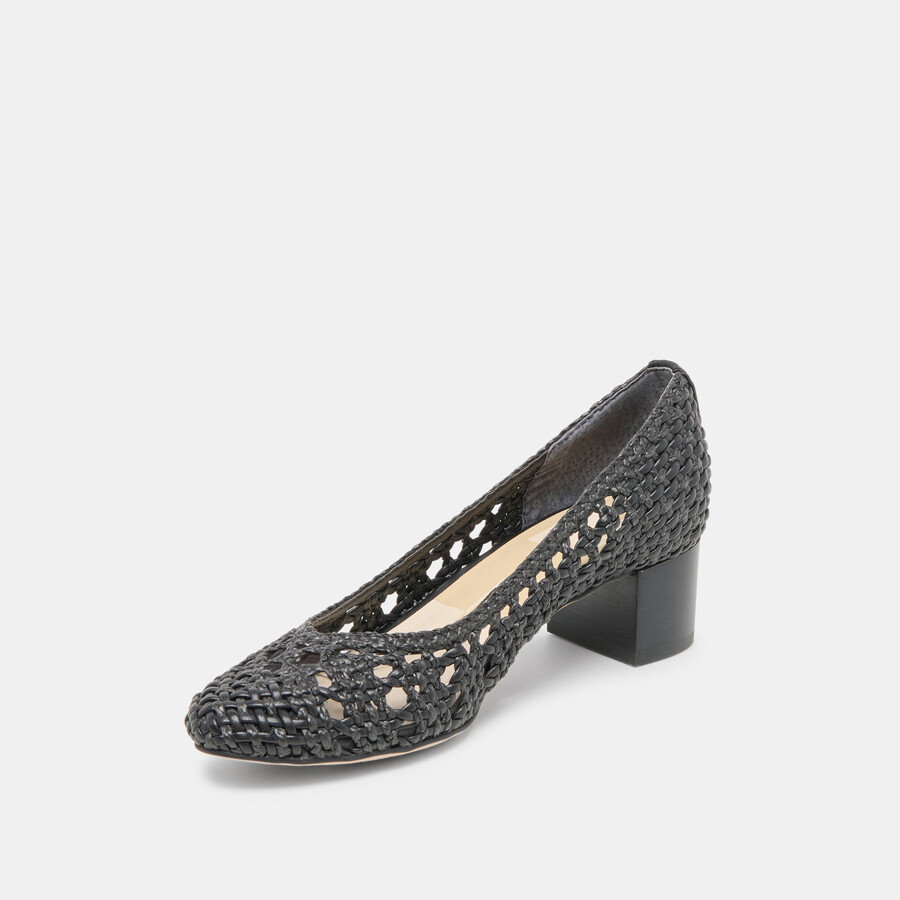 lula heels schwarzes gewebtes raffia