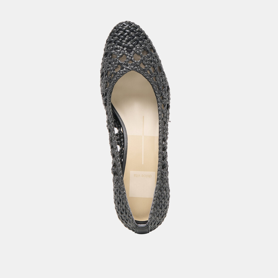 lula heels schwarzes gewebtes raffia