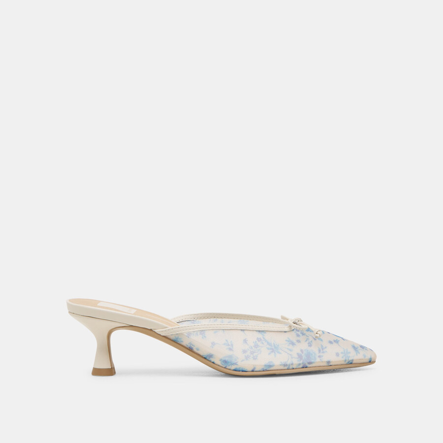 cleo heels blaues blumenmuster mesh