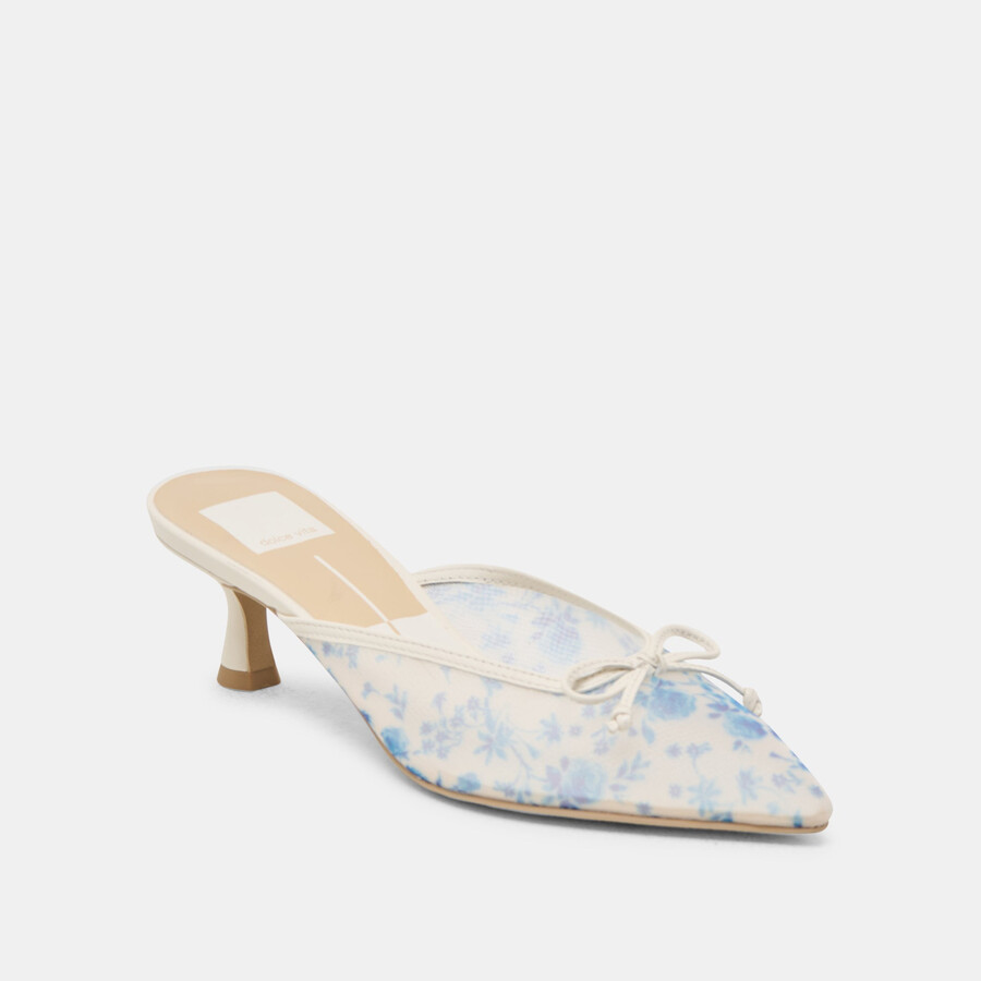 cleo heels blaues blumenmuster mesh