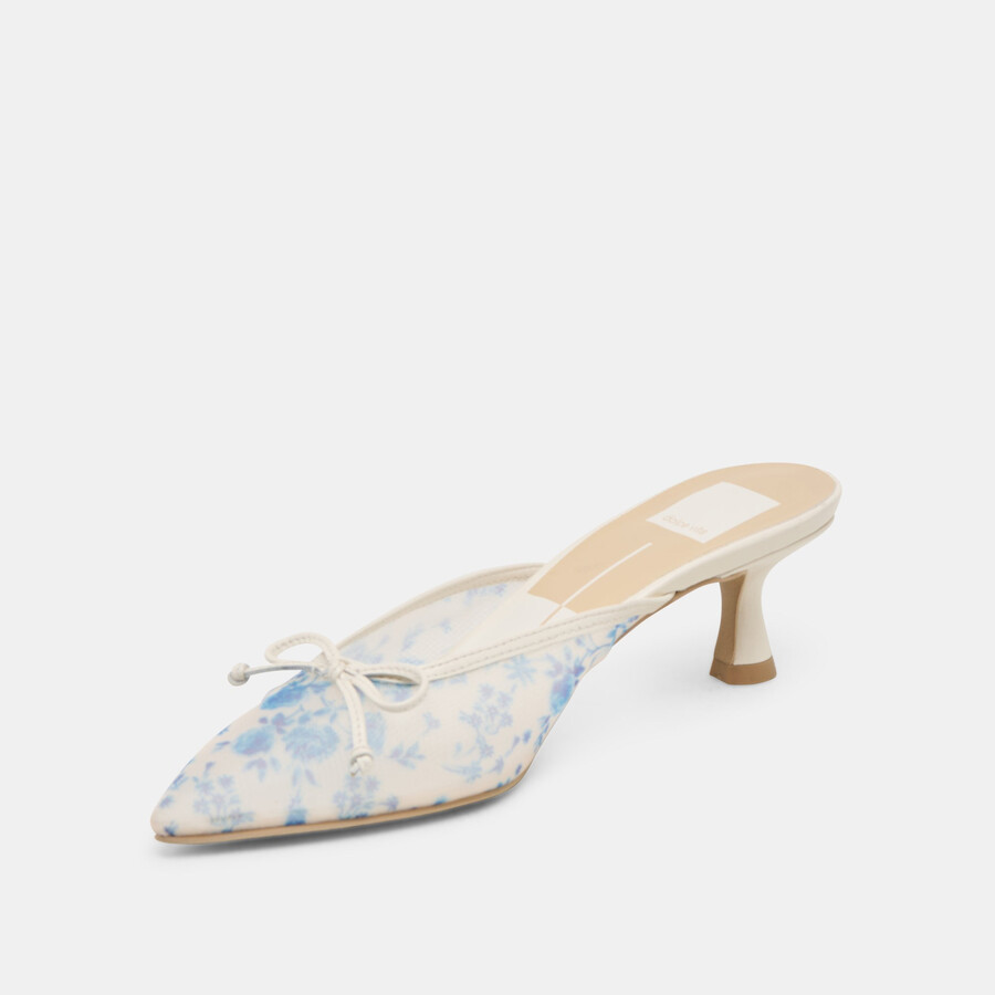 cleo heels blaues blumenmuster mesh