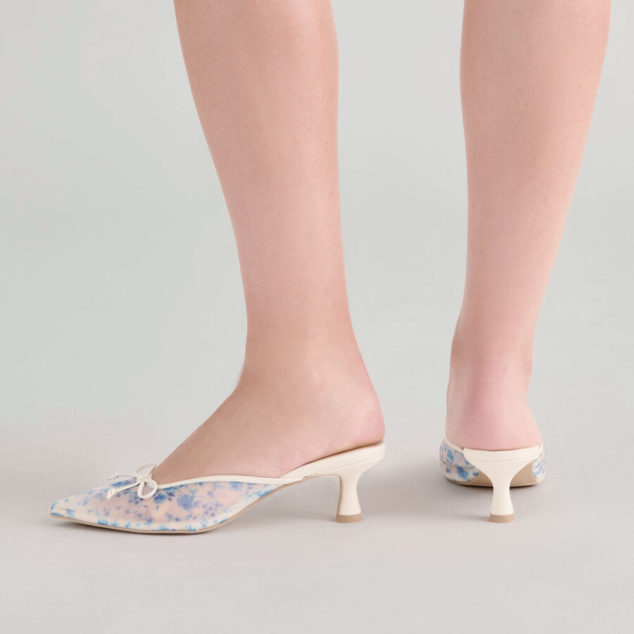 cleo heels blaues blumenmuster mesh