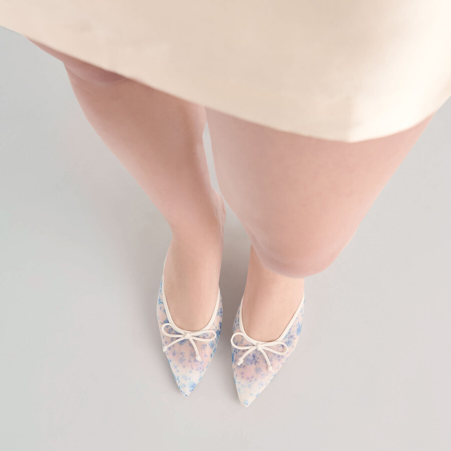 cleo heels blaues blumenmuster mesh