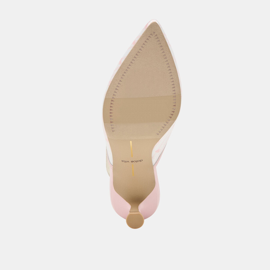 cleo x byrdie golf-heels rosa satin mit blumenmuster
