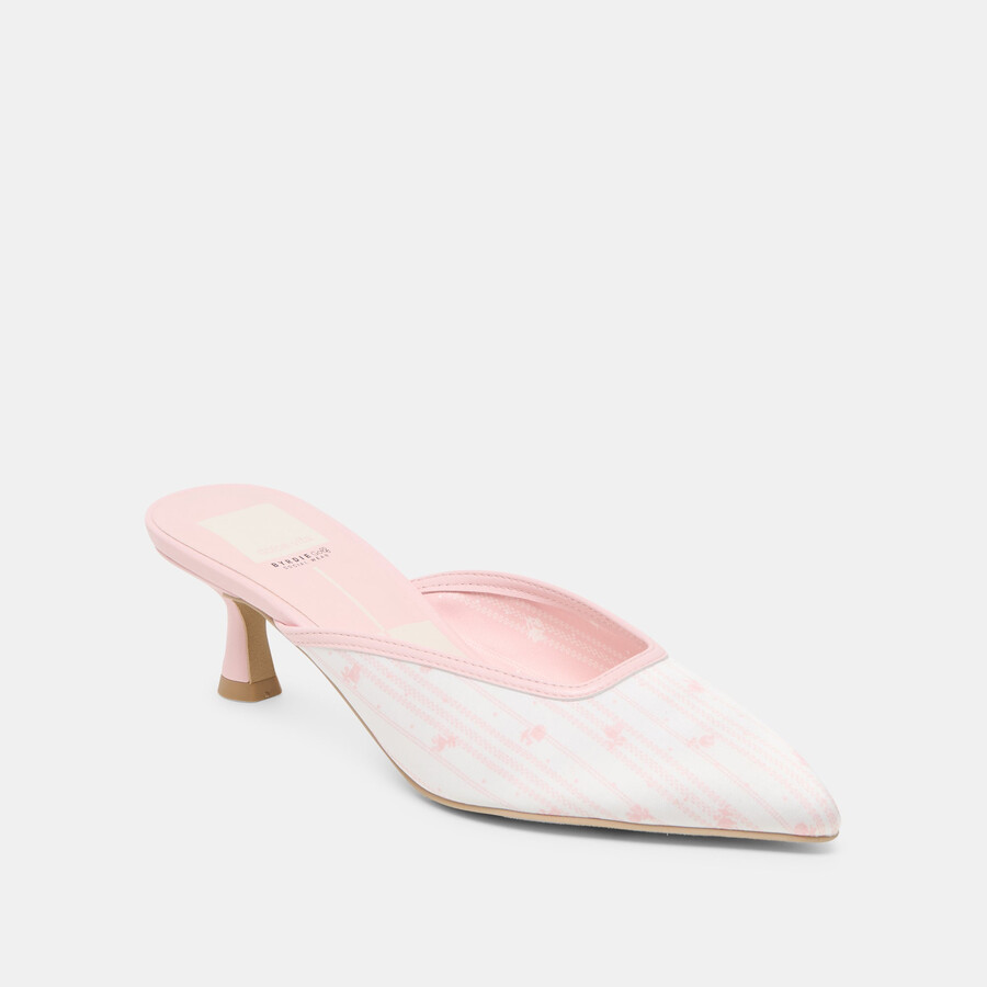 cleo x byrdie golf-heels rosa satin mit blumenmuster