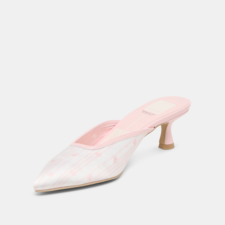 cleo x byrdie golf-heels rosa satin mit blumenmuster