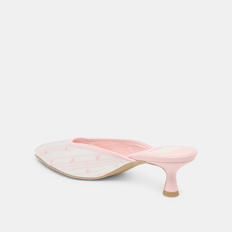 cleo x byrdie golf-heels rosa satin mit blumenmuster