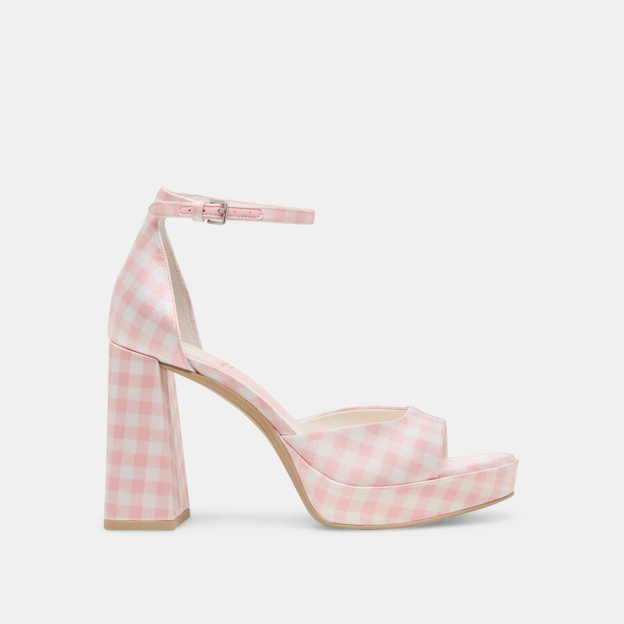 pandro x byrdie golf-heels rosa kariert
