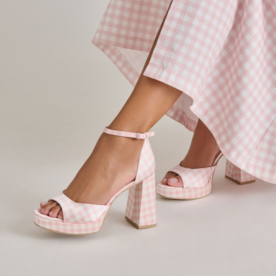 pandro x byrdie golf-heels rosa kariert