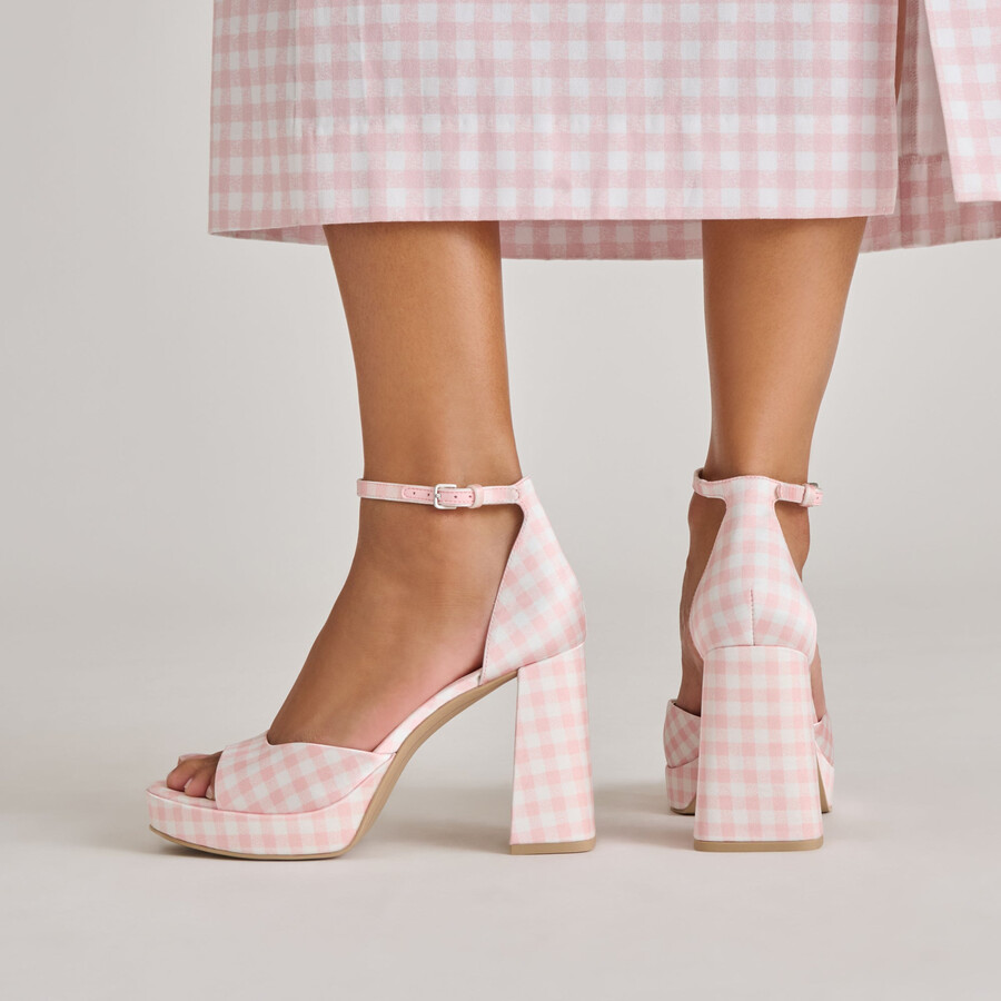 pandro x byrdie golf-heels rosa kariert